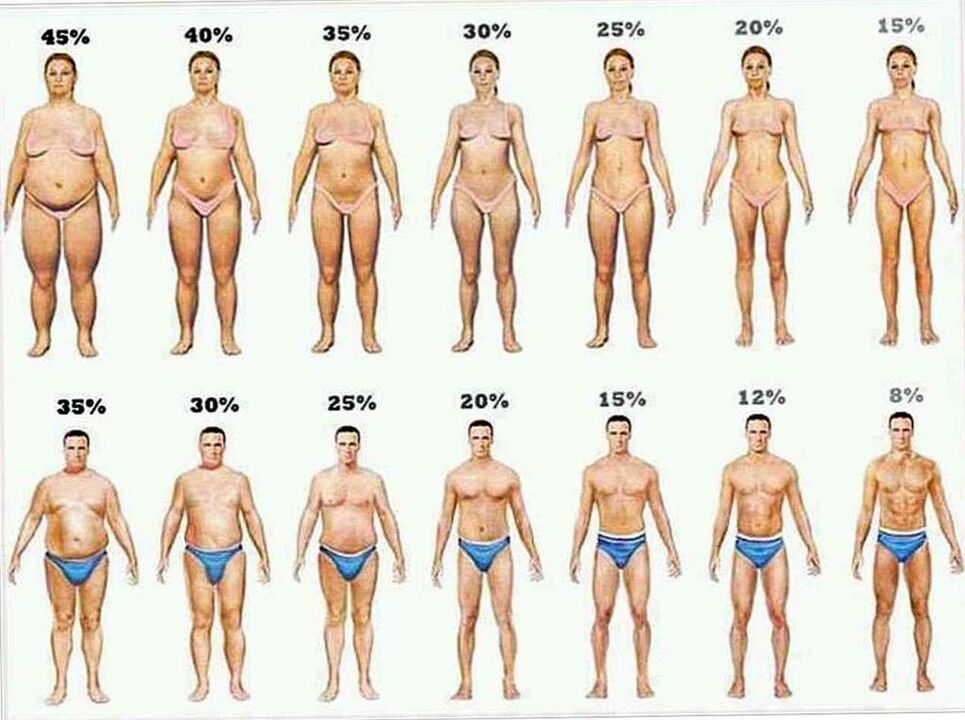 Percentage of body fat and weight loss in a diet keto